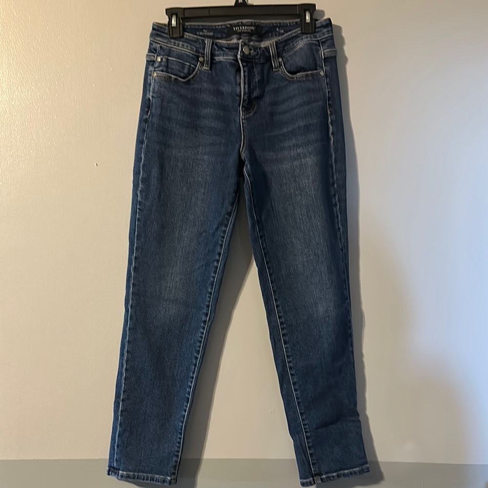 Liverpool Women's Straight Leg Jeans in Dark Blue Denim